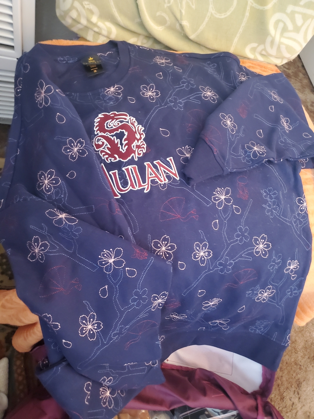 Disney Mulan Navy Blue Embroidered Sweatshirt - Picture 4 of 4